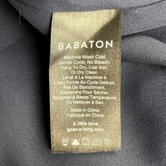 Aritzia Babaton Wallace Wrap Dress size L Navy Silky Elegant Quiet Luxury Party - Picture 10 of 11